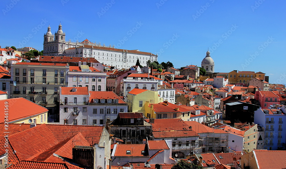 Lisbon, Portugal. View on Alfama district and on Igreja de São Vicente de Fora, May 2014.