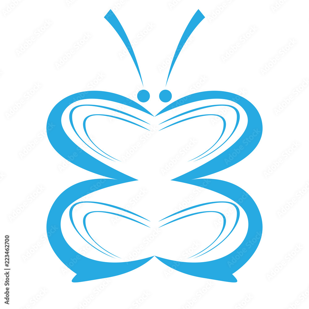 Colored abstract beautiful butterfly icon Colored abstract beautiful butterfly icon