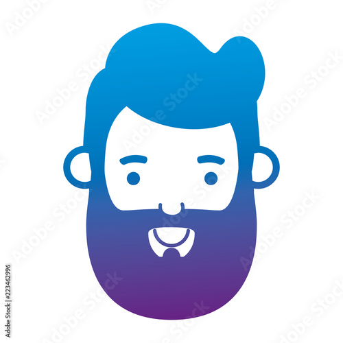 young man head with beard avatar character
