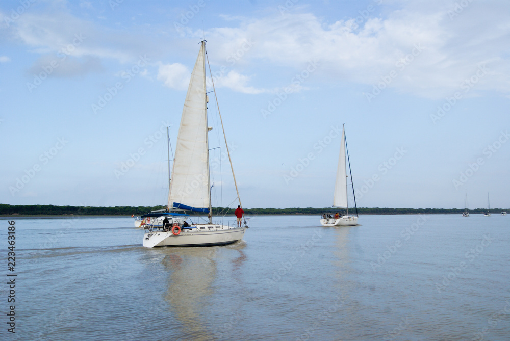 Sailing regatta in Guadalquivir river, Andalucía, Spain Sailing regatta in Guadalquivir river, Andalucía, Spain