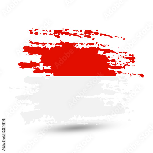 Grunge brush stroke with Monaco national flag