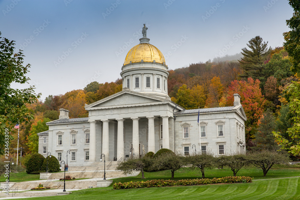Vermont State House, Capital Building in Montpelier With Autumn Colors