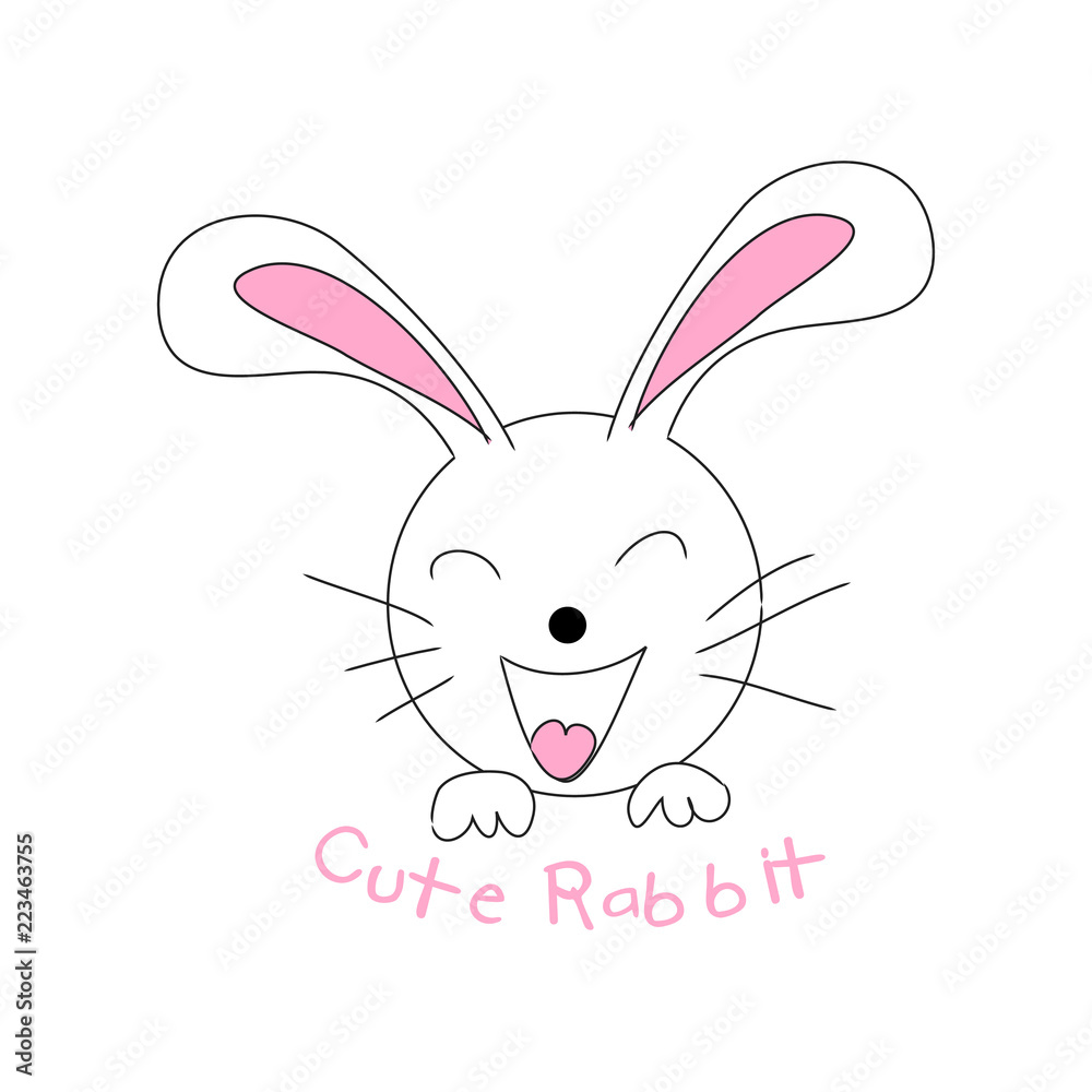 Fototapeta premium Cute Rabbit. Cartoon style for shirt design.