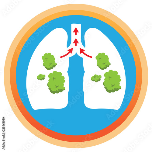 Illustration depicts a lung with phlegm, mucus being spelled. Ideal for health and institutional information