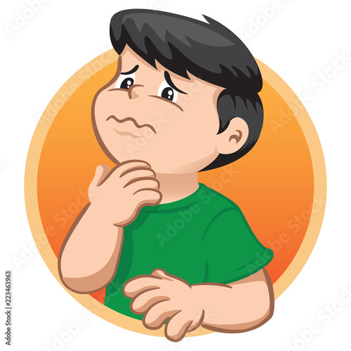 Illustration depicts a child character with sore throat, symptom of illness. Ideal for health and institutional information