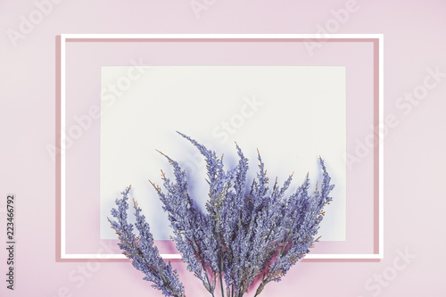 frame with flowers and text space on abstract background