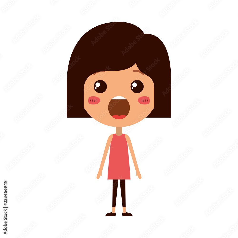 cartoon woman surprised kawaii character cartoon woman surprised kawaii character