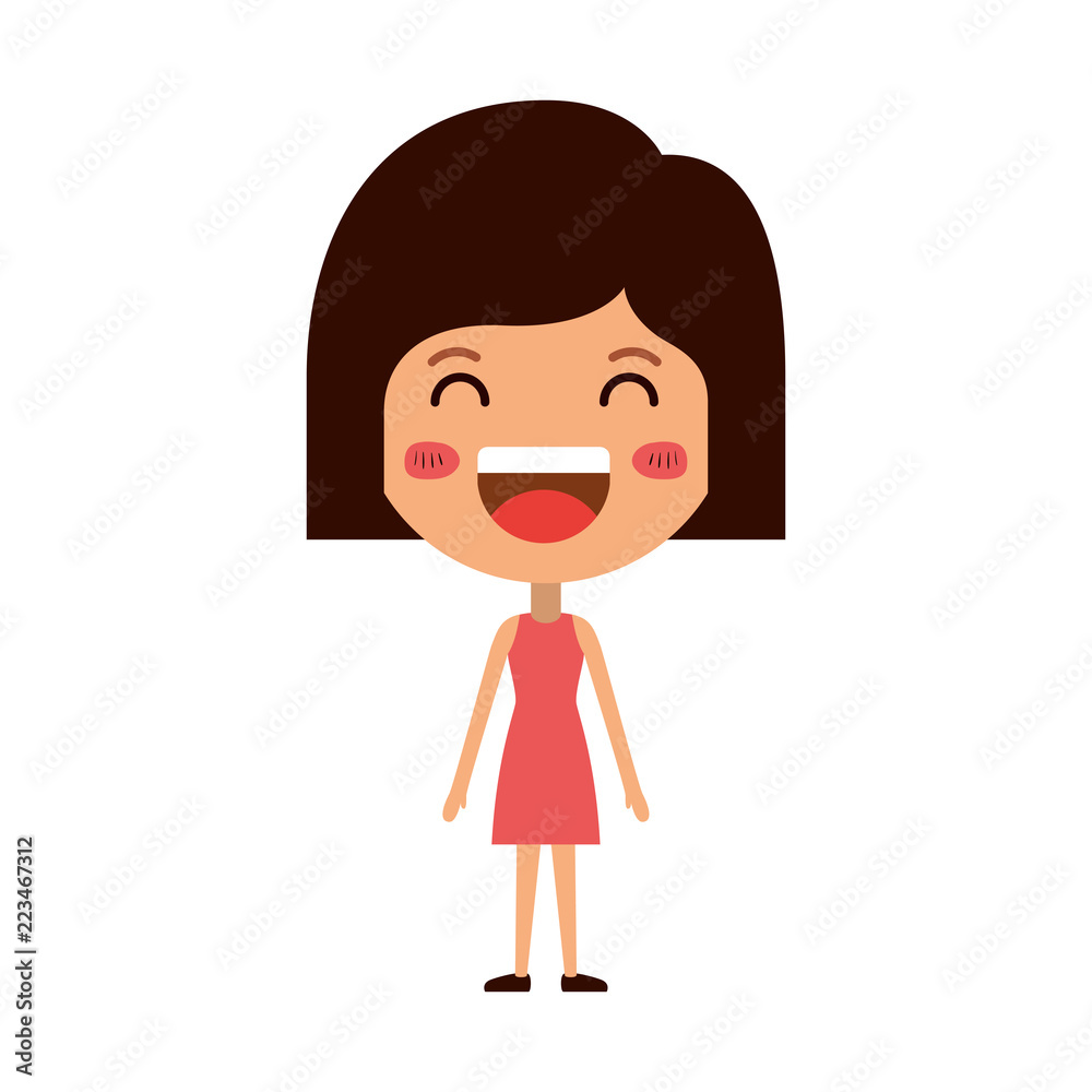 cartoon woman happy kawaii character cartoon woman happy kawaii character