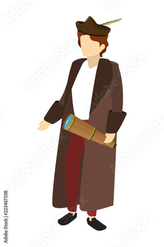 man christopher columbus with monocular and coat