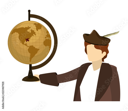 man christopher with global map desk