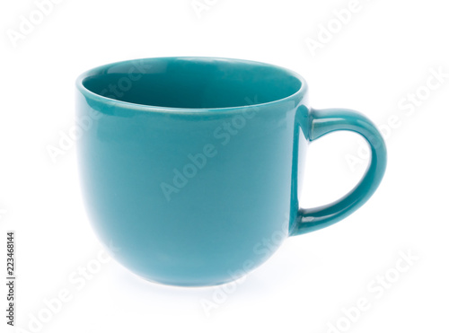 Green empty coffee cup isolated on white background