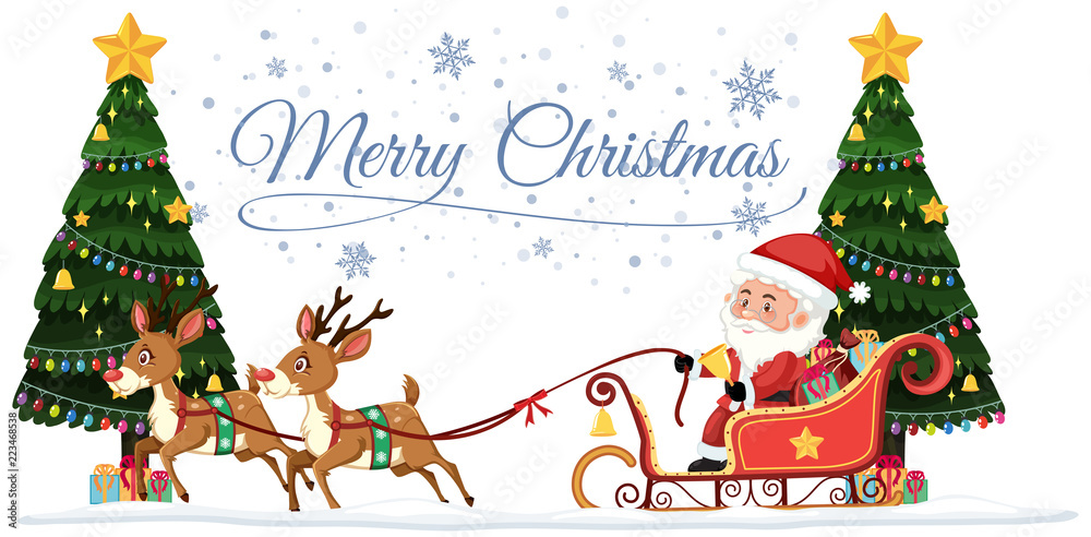 Fototapeta premium Santa riding sleigh christmas template