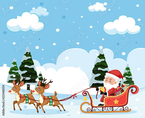 Santa riding sleigh christmas template