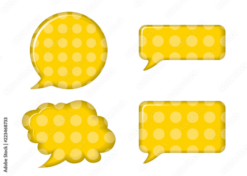 レリーフ状の漫画の吹き出し イエロー ドット柄背景 バルーン Speech Balloon Stock Vector Adobe Stock