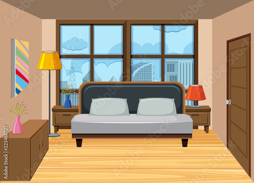 A bedroom in the high apartment