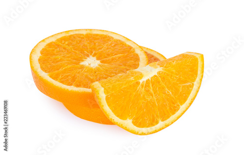 Orange fruit slice isolated on white background,fruit healthy concept.