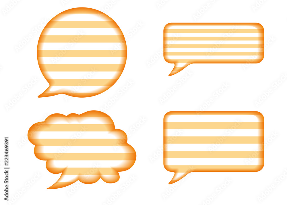 レリーフ状の漫画の吹き出し オレンジ ボーダー柄背景 バルーン Speech Balloon Stock Vector Adobe Stock