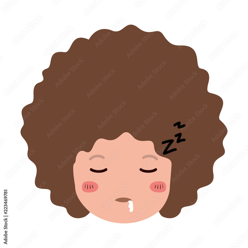 cartoon head man asleep kawaii character