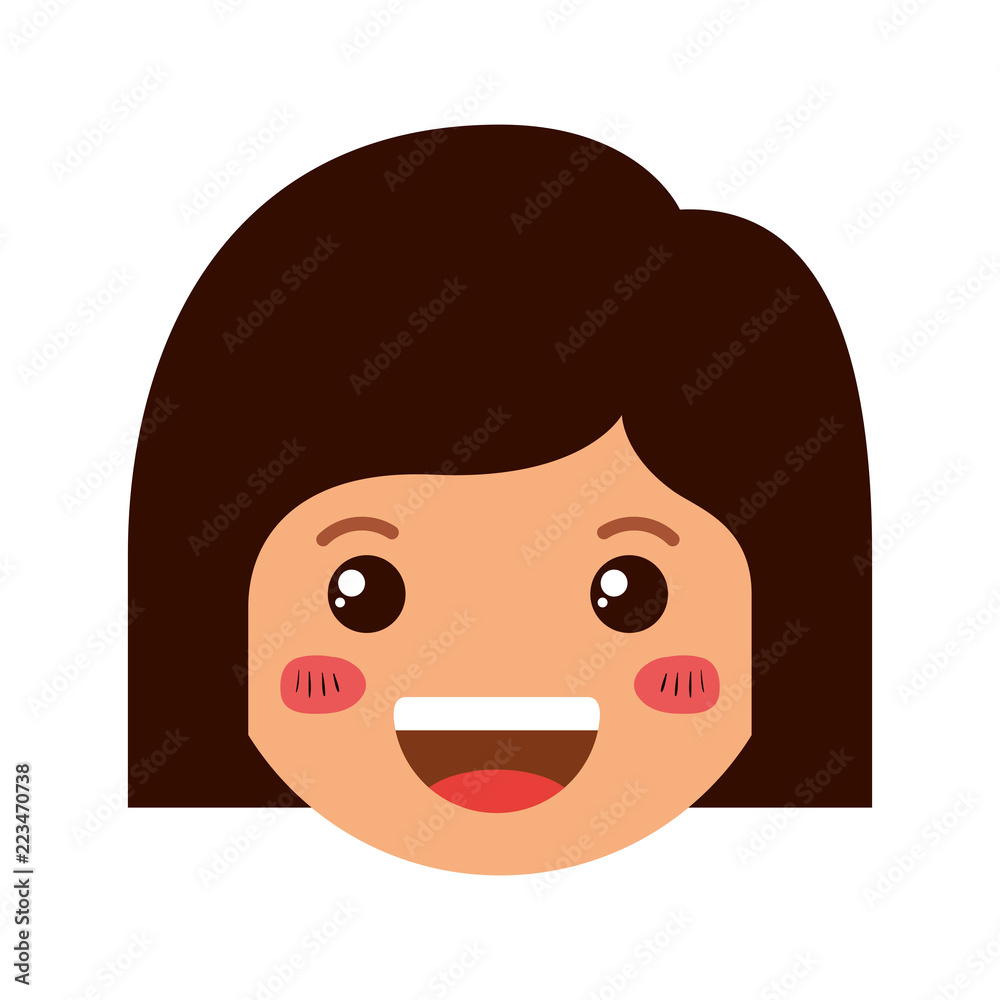 cartoon woman happy head kawaii character cartoon woman happy head kawaii character