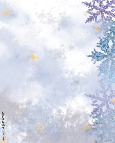 Snowflake Decorated Watercolor Textured Surface. Great for a template, Letterhead, Announcement, Advertisement, Card, and any Decorative Printable. © NWolfgang