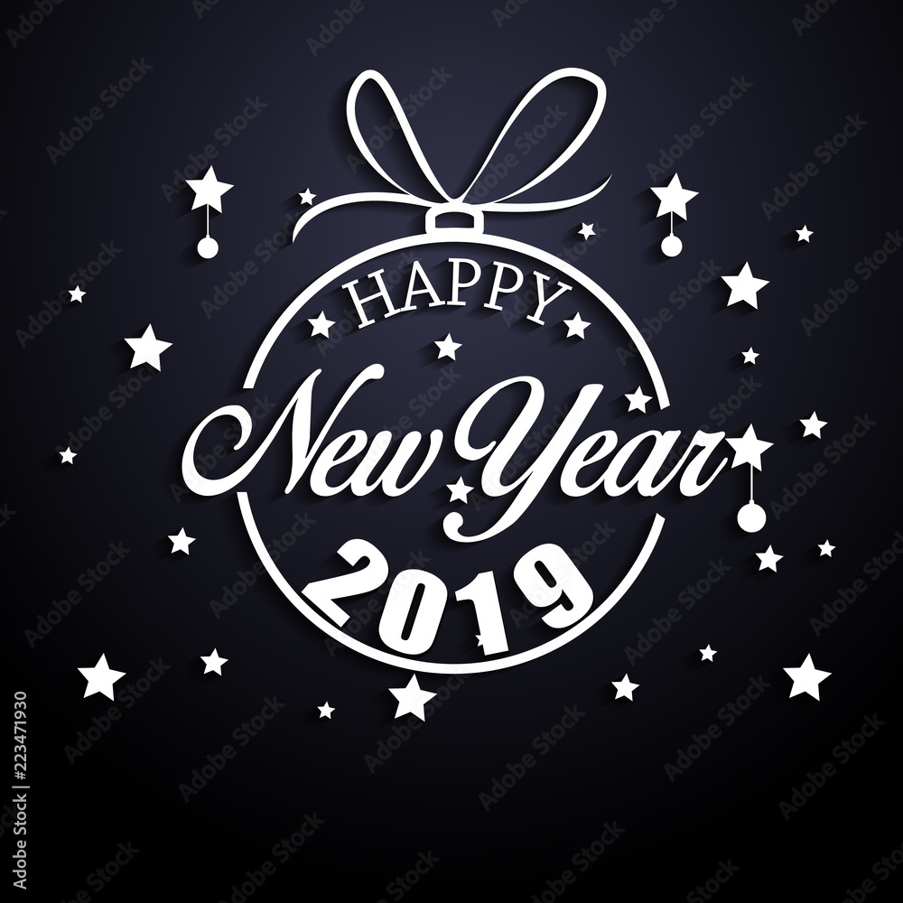 2019 Happy New Year greeting card. Vector design template. 2019 Happy New Year greeting card. Vector design template.