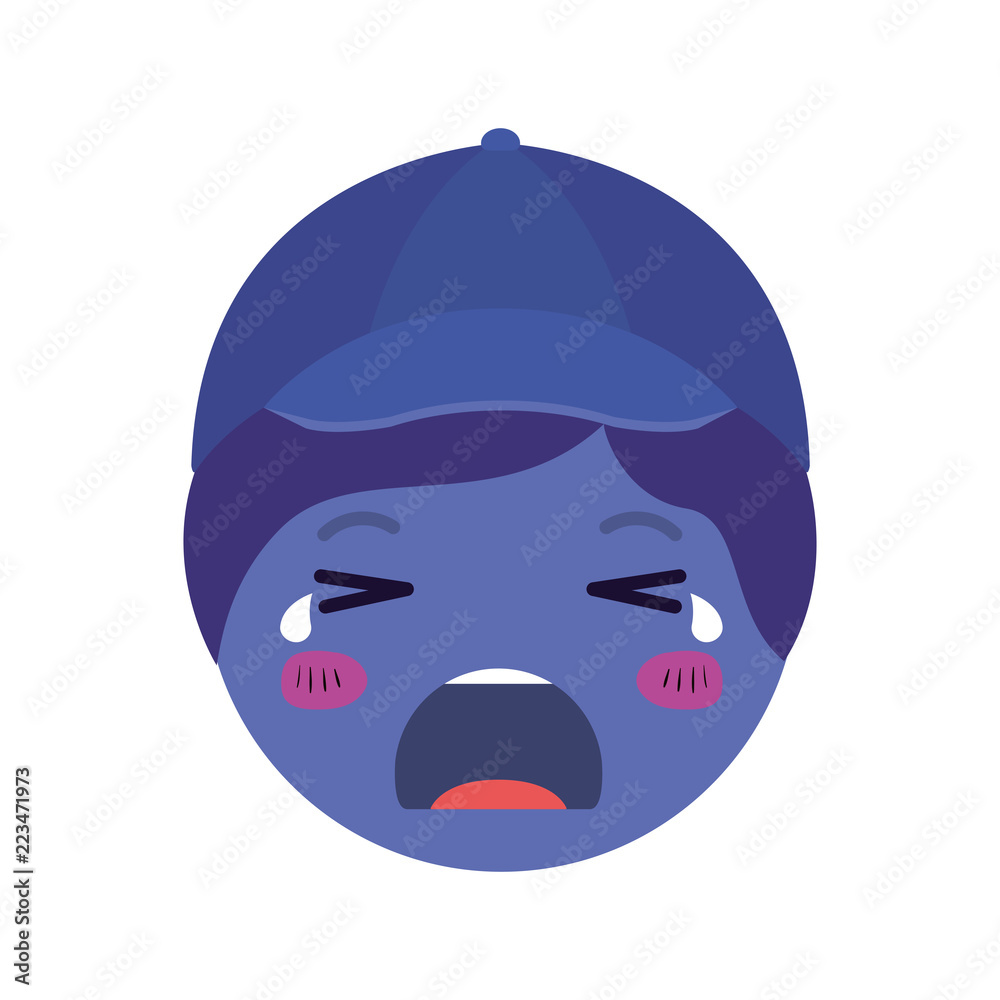 cartoon man crying head kawaii character cartoon man crying head kawaii character