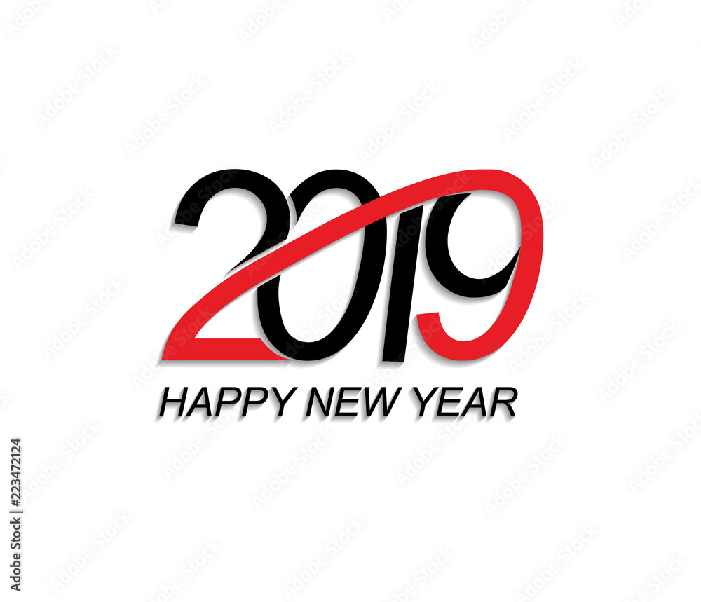 Fototapeta premium 2019 Happy New Year greeting card. Vector design template.