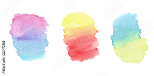 Colorful watercolor stroke Gradient Set isolated on White Background. Hand Painting Illustration.