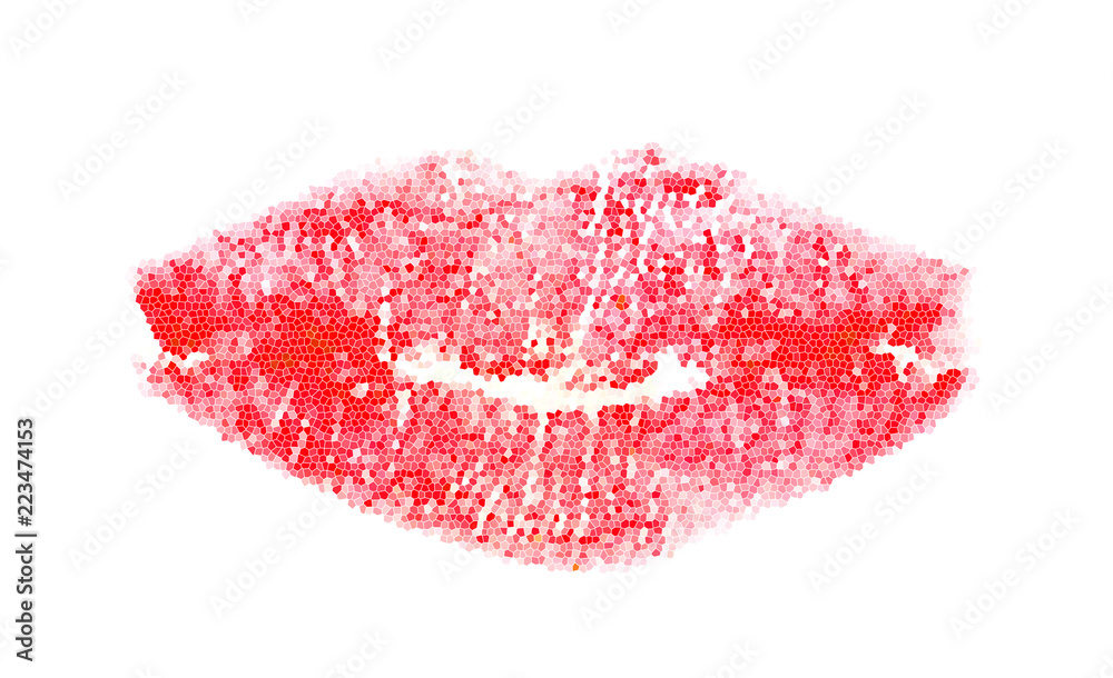 Fototapeta premium lipstick kiss on white background.