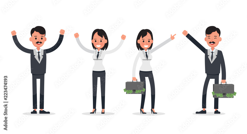 business people poses action character vector design business people poses action character vector design
