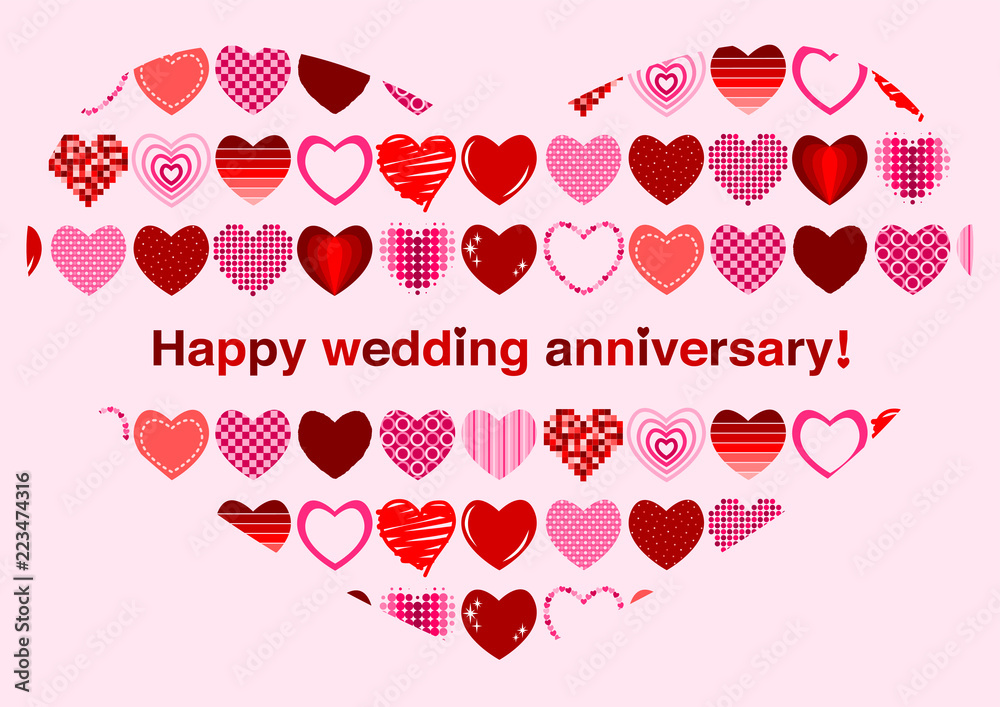Happy Wedding Anniversary 結婚記念日 ハート イラスト Stock Vector Adobe Stock