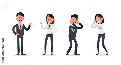 business people poses action character vector design no9