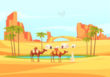 Desert Oasis Camels Composition