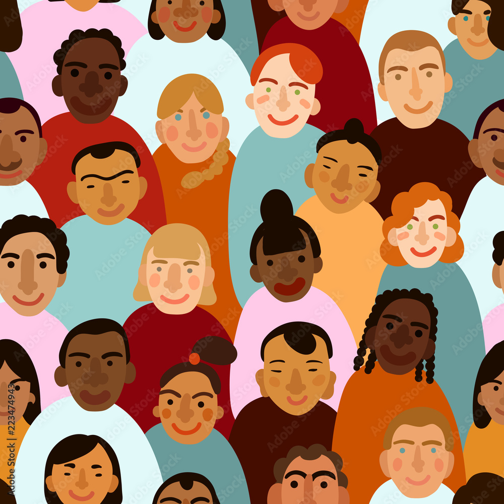 International Human Faces Seamless Pattern International Human Faces Seamless Pattern