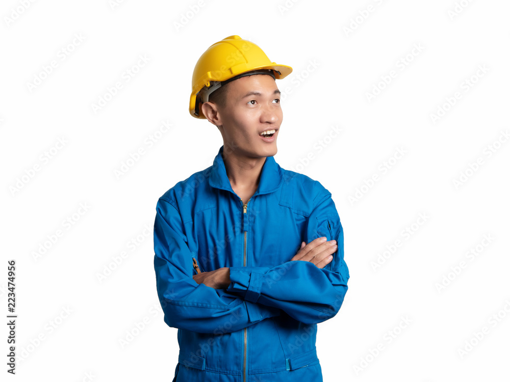 Headshot Asian engineer young man smile in blue suit. Headshot Asian engineer young man smile in blue suit.