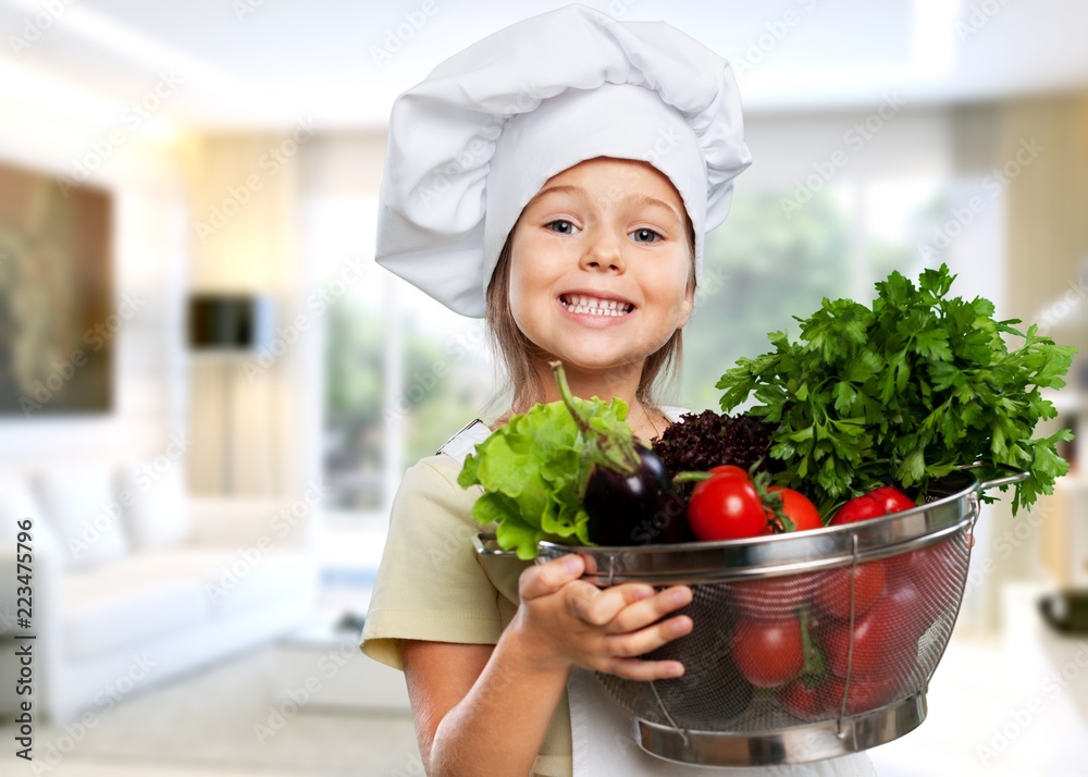 Portrait of adorable little girl preparing healthy Portrait of adorable little girl preparing healthy