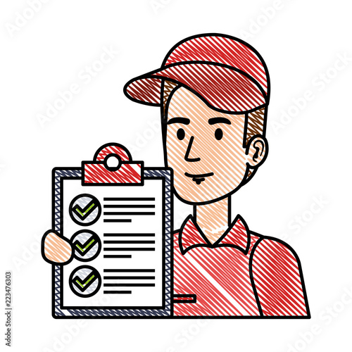 delivery worker with checklist character
