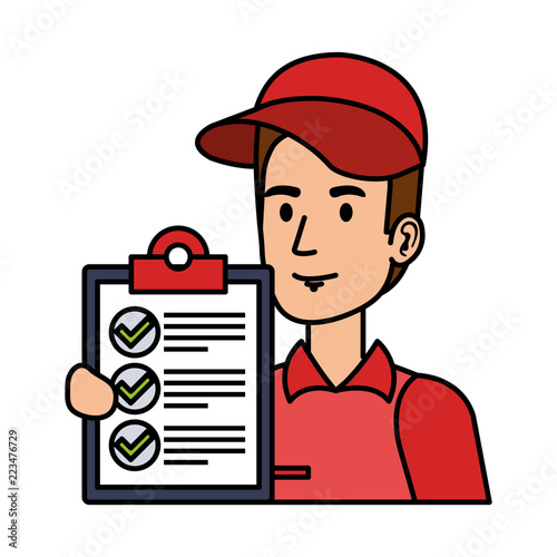 delivery worker with checklist character