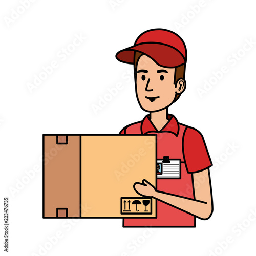 delivery worker lifting box character