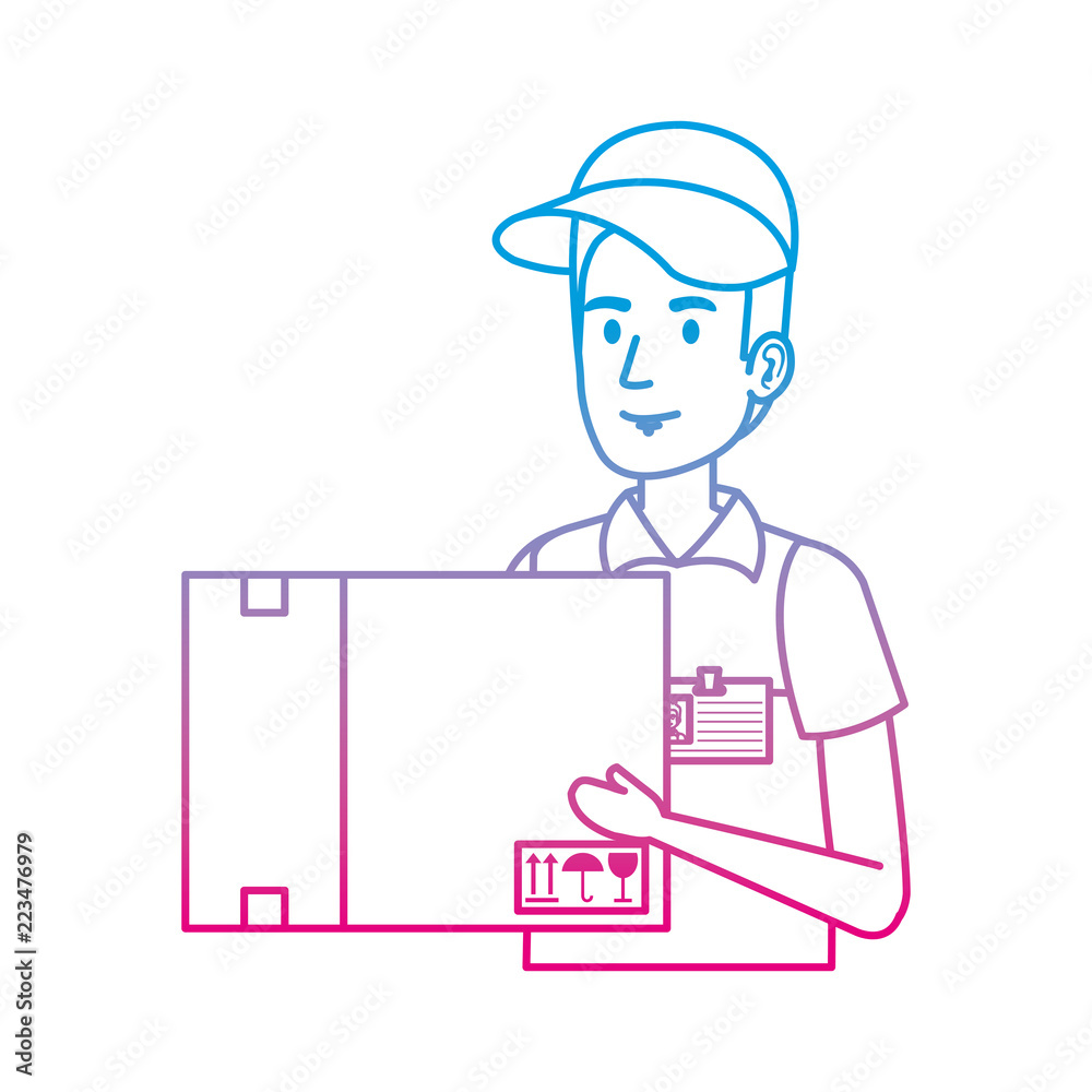 delivery worker lifting box character delivery worker lifting box character