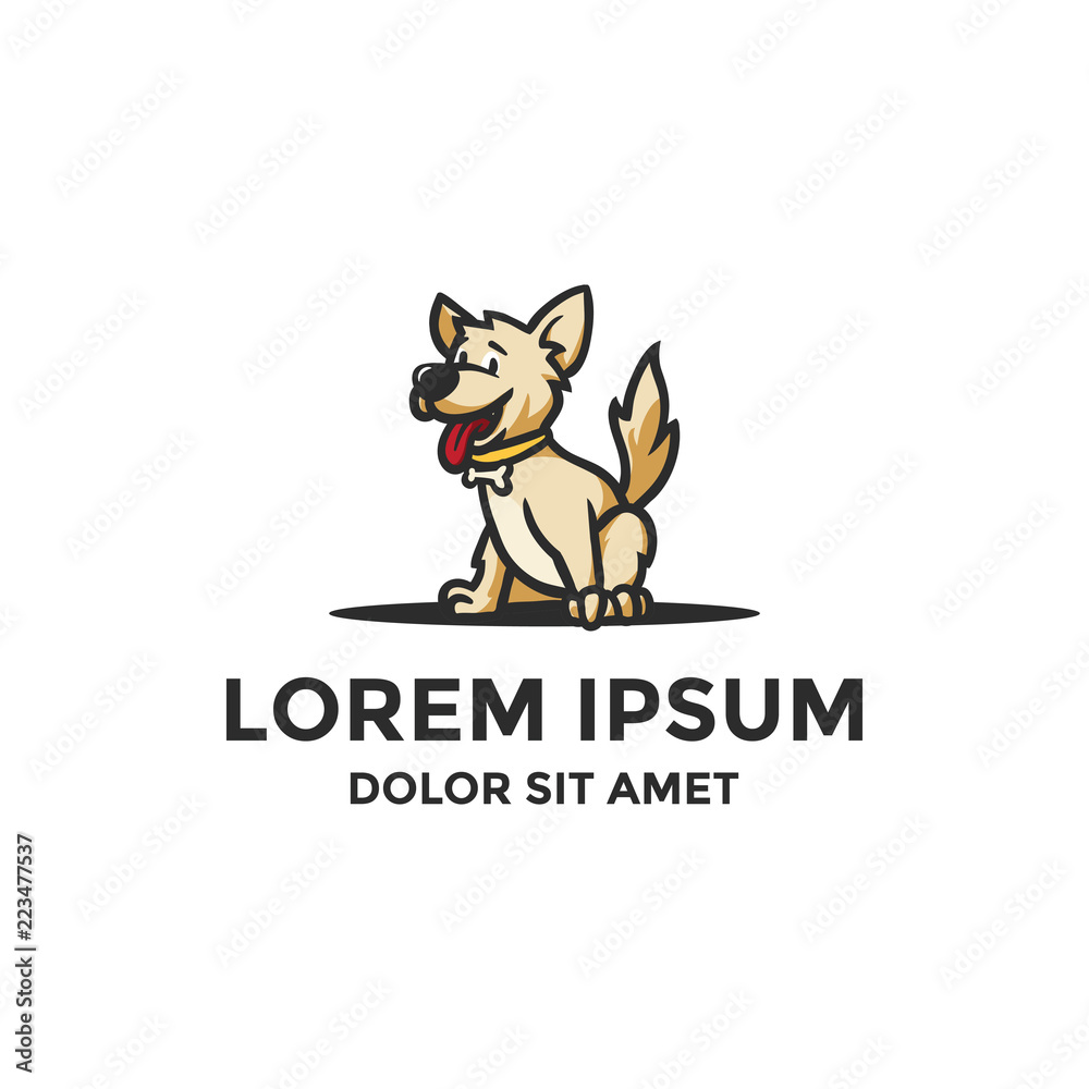 uanset Mose Kabelbane Smile Dog Mascot Character Sitting Happy Stock-vektor | Adobe Stock