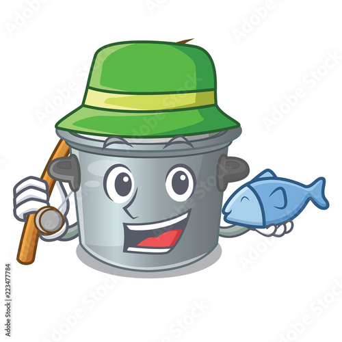 Fishing cartoon stock pot used cooking food