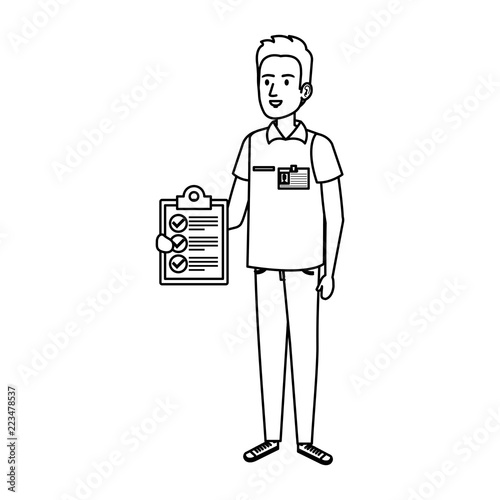 delivery worker with checklist character