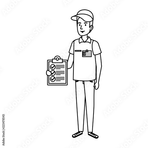 delivery worker with checklist character