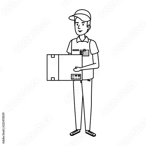 delivery worker lifting box character