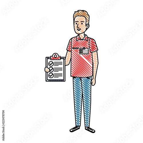 delivery worker with checklist character