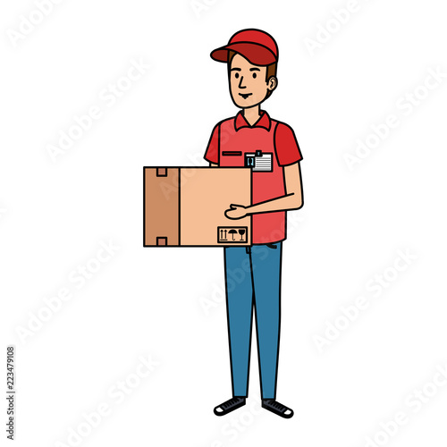 delivery worker lifting box character