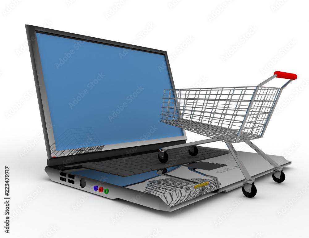 3D online shopping concept 3D online shopping concept