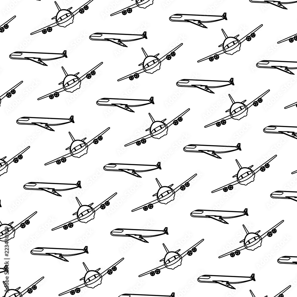 Naklejka premium airplanes flying pattern background