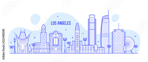 Los Angeles skyline USA city buildings Vector